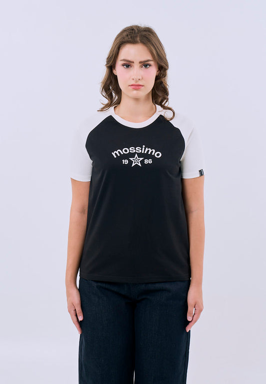 Mossimo Fiorella Black Raglan Classic Fit Tee For Women