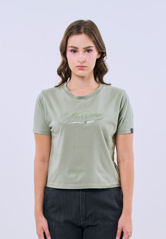 Mossimo Aviana Pale Green Classic Cropped Fit Tee For Women