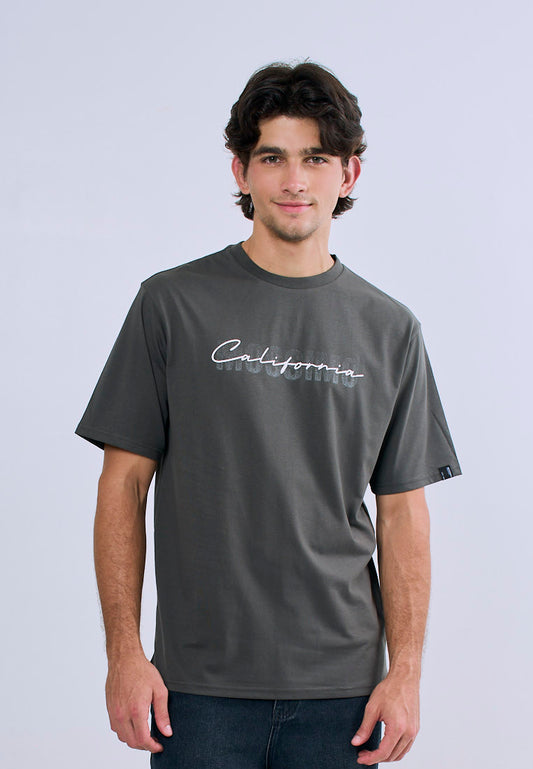 Mossimo Men's Gray Basic Comfort Fit Tee with Logo Print