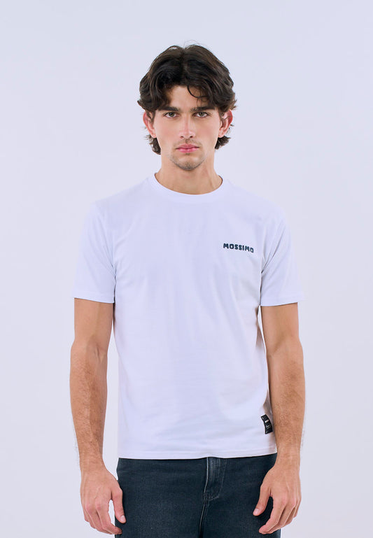 Mossimo Unisex White Graphic Tee with Back Print