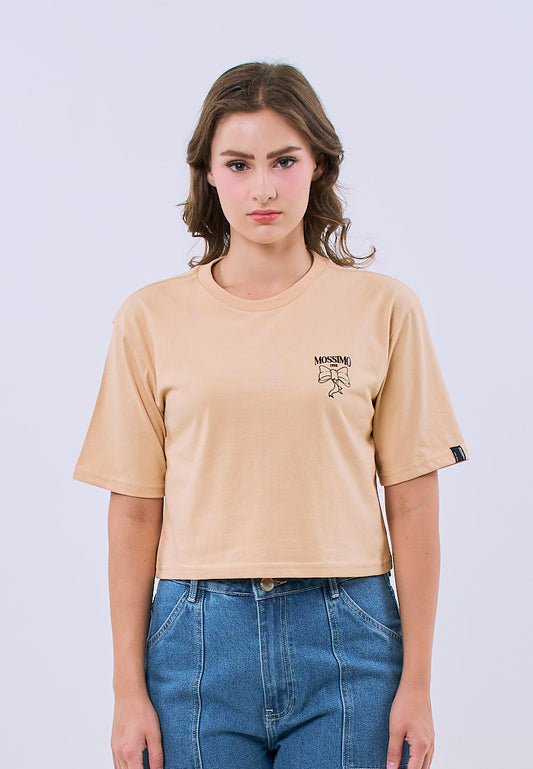 Mossimo Selene Beige Modern Cropped Fit Tee For Women