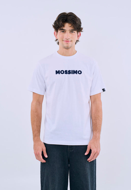 Mossimo Men's White Basic Comfort Fit Tee with Logo Print