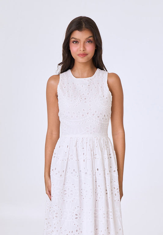 Mossimo Gabrielle White Summer Eyelet Midi Dress