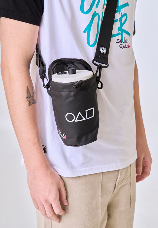 Mossimo Squid Game Black Water Bottle & Cellphone Holder w/ Adjustable Shoulder Strap