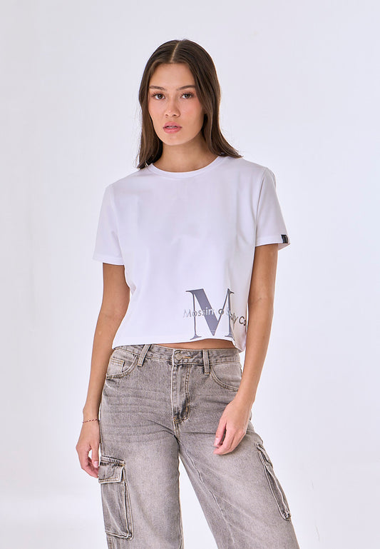 Mossimo Veyra White Classic Cropped Fit Tee