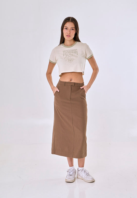 Mossimo Mirae Cream Vintage Cropped Fit Tee