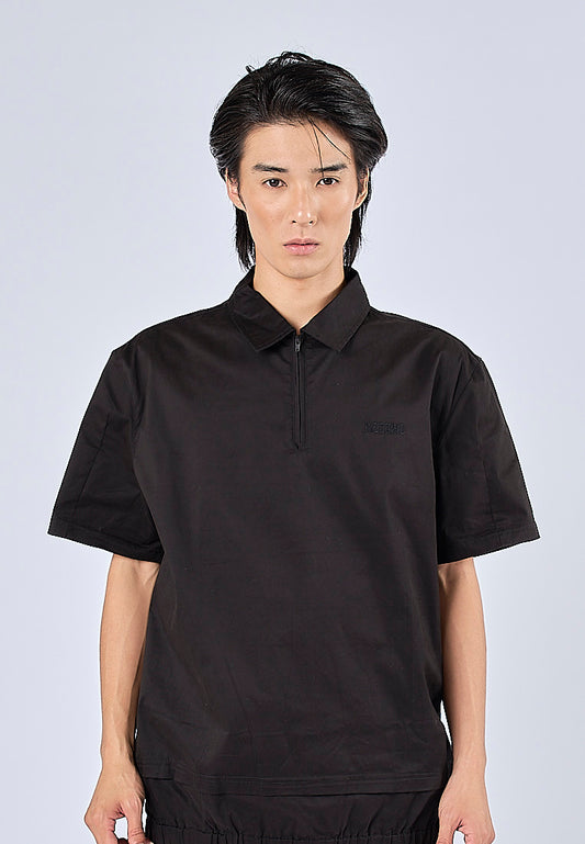 Mossimo Khalil Black Woven Short Sleeves Modern Fit Fashion Top