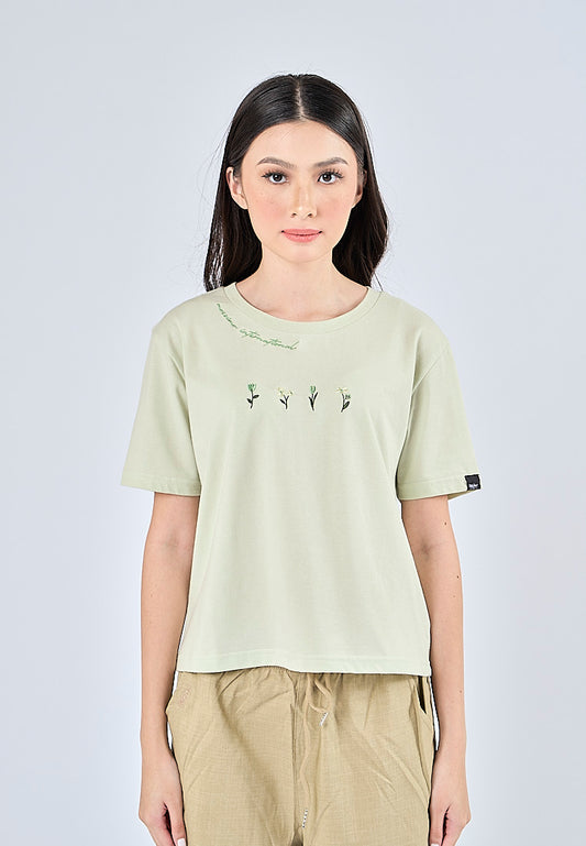 Mossimo Alyanna Fog Green Classic Cropped Fit Tee