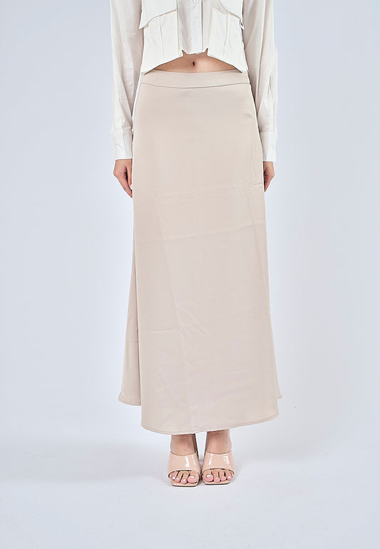 Mossimo Ayla Oatmeal A-Line Silk Long Skirt