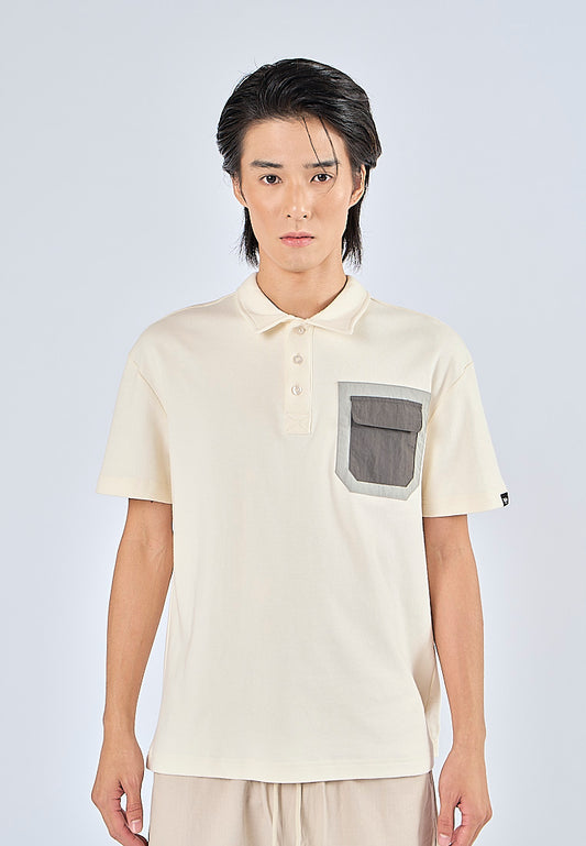 Mossimo David Light Beige Polo Shirt with Pocket