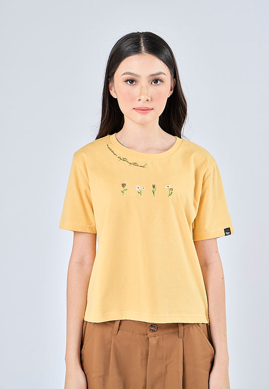 Mossimo Alyanna Yellow Classic Cropped Fit Tee