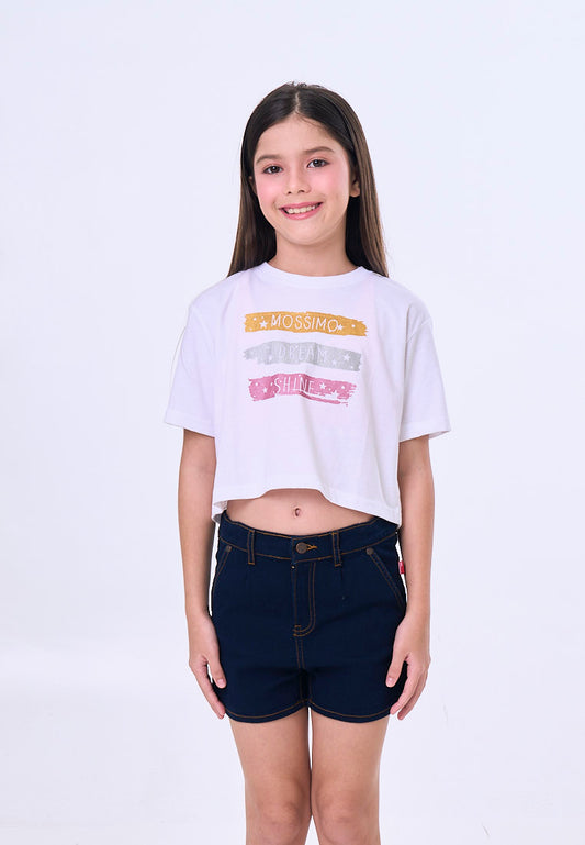 Mossimo Kids Zaria White Basic Loose Cropped Tshirt