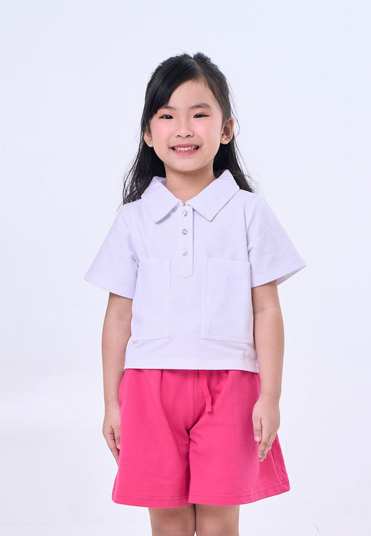 Mossimo Kids Mary White Raspberry Crop Top & Shorts Set For Girl