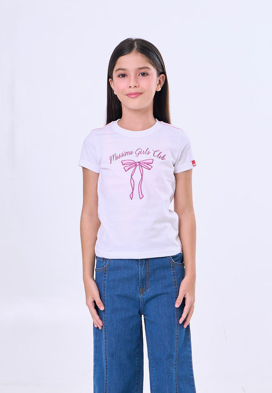 Mossimo Kids White Basic Graphic Tshirt w/ Embroidery For Girl