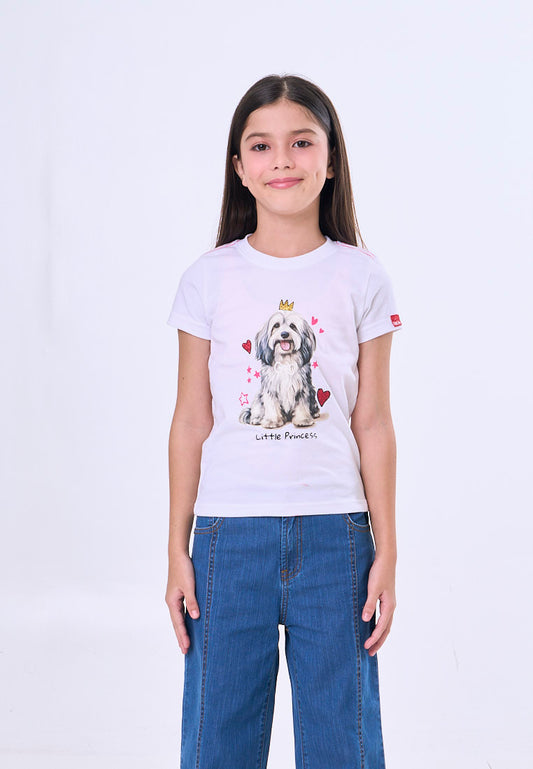 Mossimo Kids Vienne White Basic Graphic Tshirt For Girls