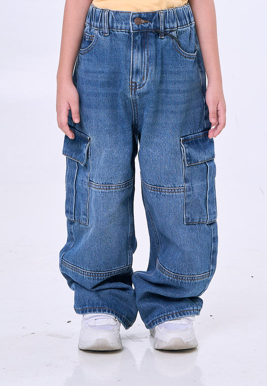 Mossimo Kids Kane Light Denim Washed Cargo 6 Pocket Straight Leg Jeans