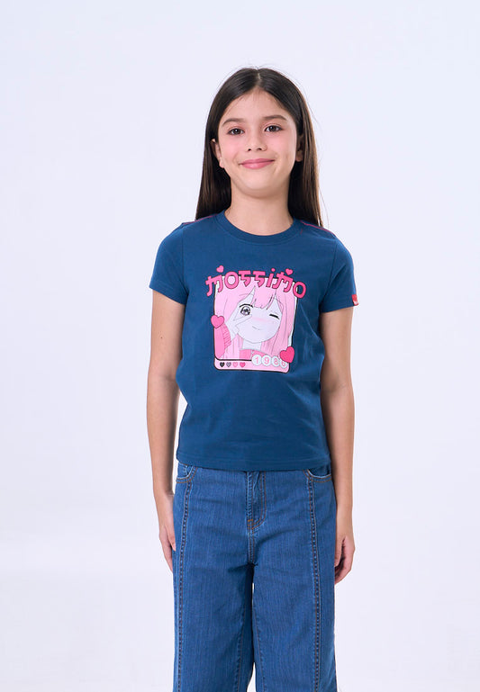 Mossimo Kids Caroline Soda Blue Basic Graphic Tshirt