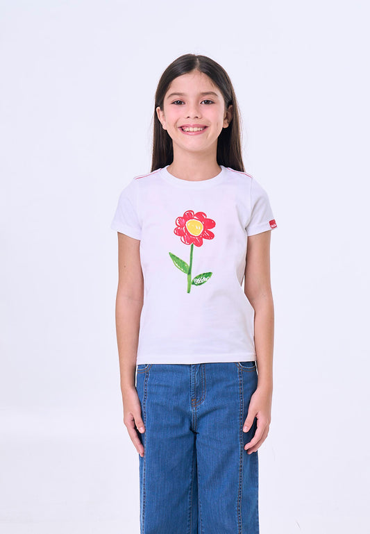 Mossimo Kids White Basic Graphic Tshirt For Girl