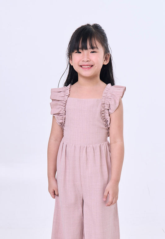 Mossimo Kids Eleanora Raspberry Straightneck Ruffled Straps Jumpsuit