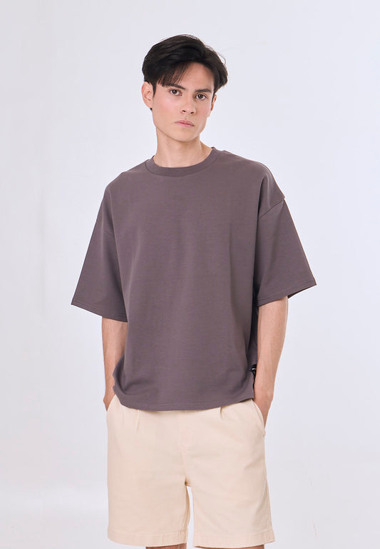 Mossimo Ace Gray Cropped Loose Fit Tee Premium Round Neck For Men