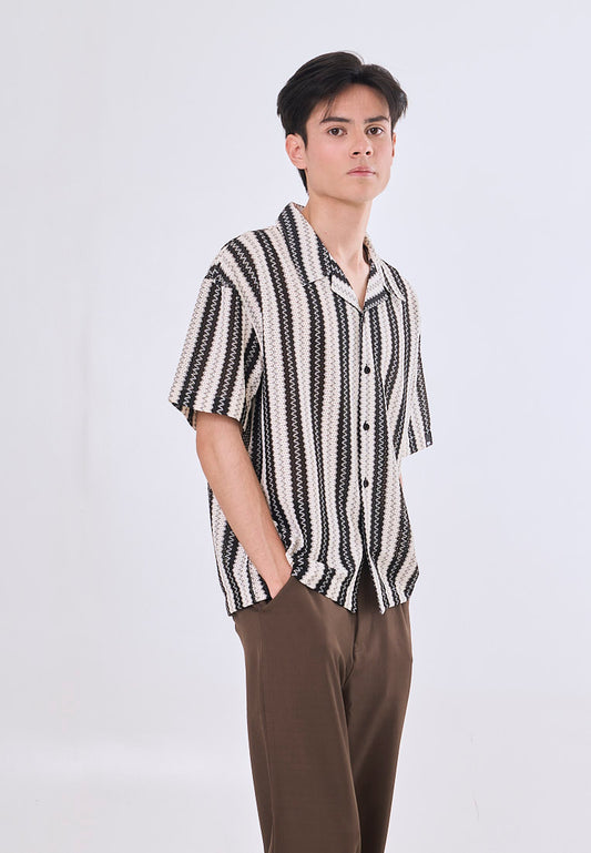 Mossimo Roger Black White Boxy Woven Short Sleeves