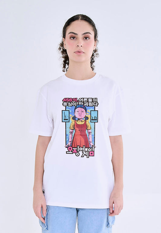 Mossimo White Squid Game Graphic Unisex Tshirt