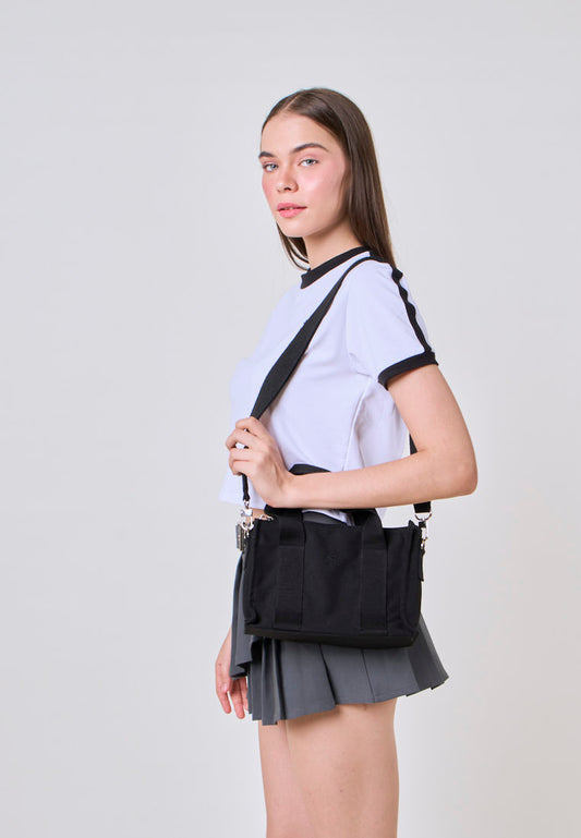 Mossimo Catherine Black Canvas Crossbody Bag