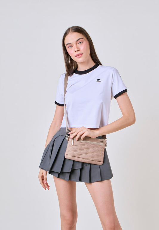 Mossimo Anika Beige Quilted Body Bag