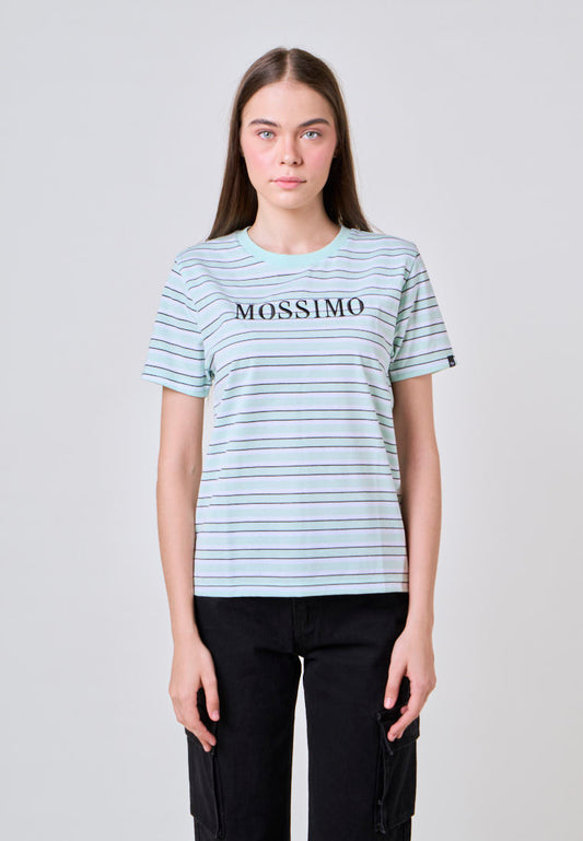 Mossimo Isabella Green Stripes Classic Fit Tee