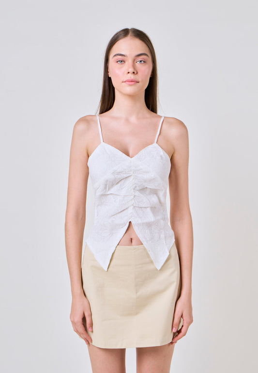 Mossimo Celestine Woven Lace Cami Top with Front Shirring Detail