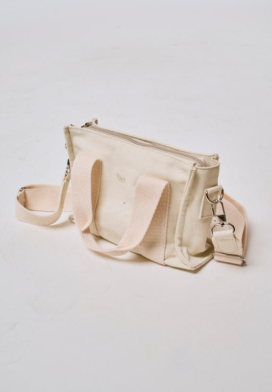 Mossimo Catherine Beige Canvas Crossbody Bag
