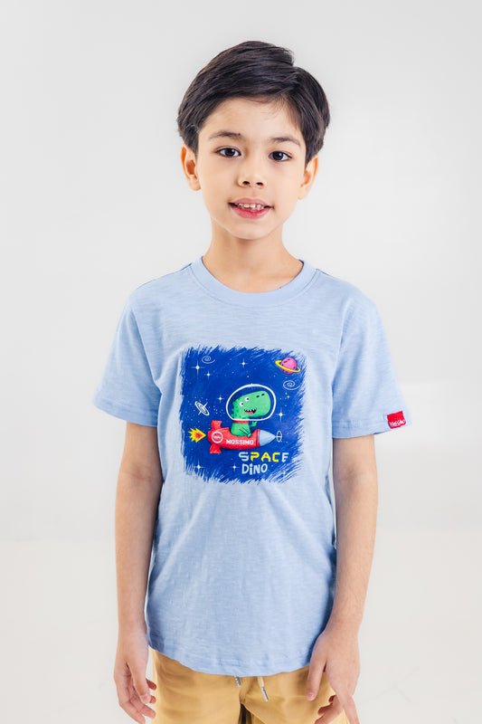 Mossimo Kids Boys' Crystal Blue Space Dino Graphic Tshirt