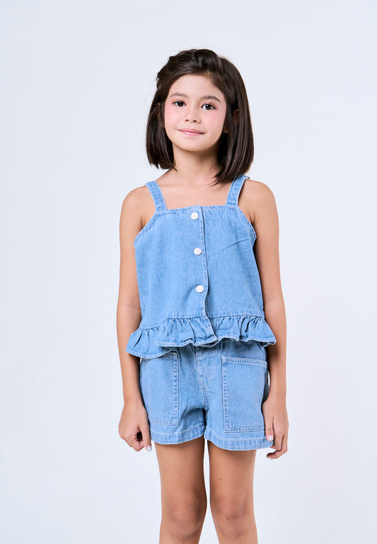 Mossimo Kids Sofia Light Blue Denim Top and Shorts Set