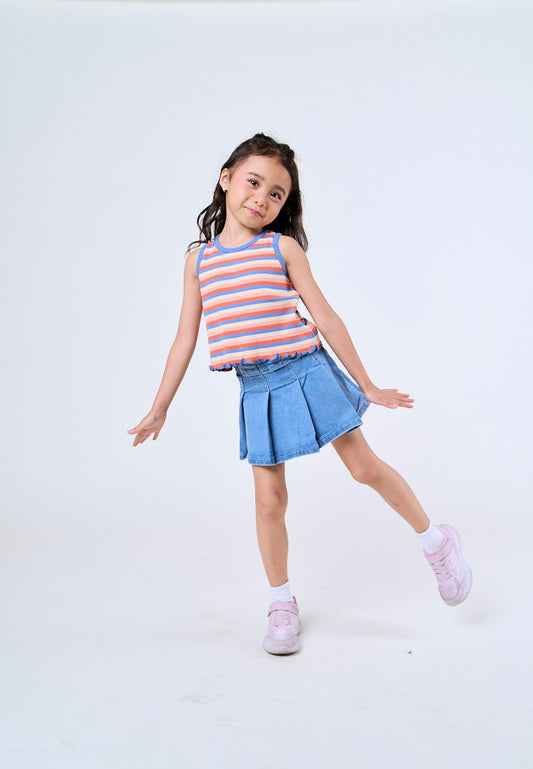 Mossimo Kids Liliana Light Blue Denim Pleated Box Skirt