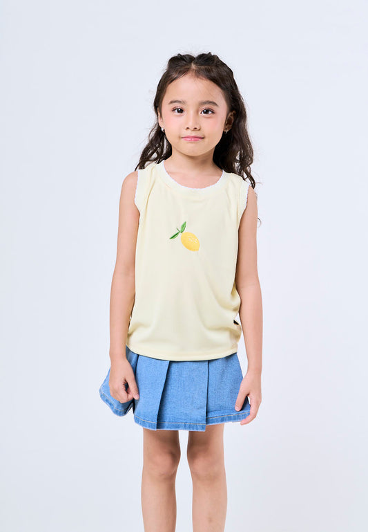 Mossimo Kids Alina Yellow Lemon Fruit Ribbed Top