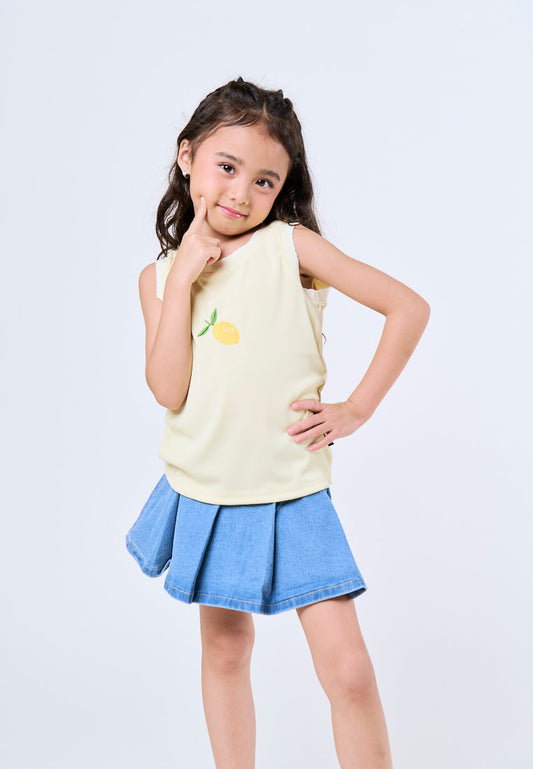 Mossimo Kids Alina Yellow Lemon Fruit Ribbed Top