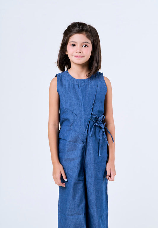 Mossimo Kids Amethyst Dark Blue Denim Jumpsuit w/ Bows