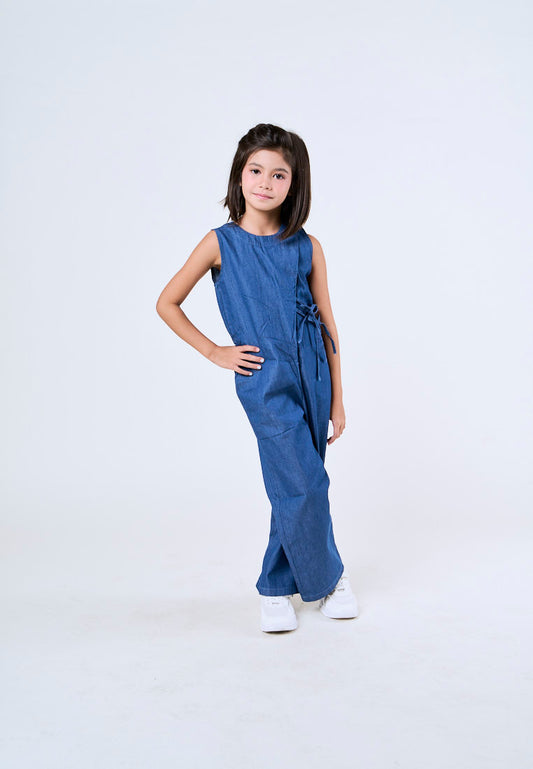 Mossimo Kids Amethyst Dark Blue Denim Jumpsuit w/ Bows
