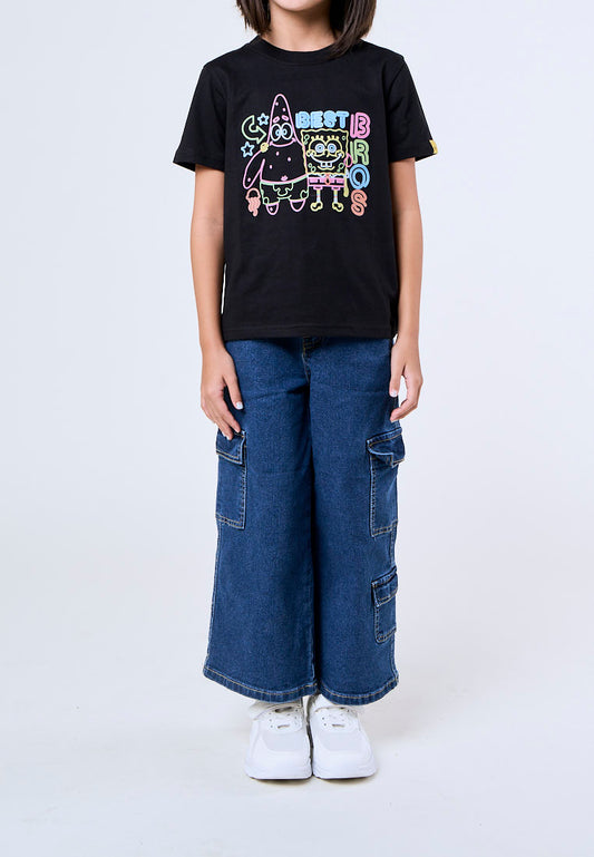 Mossimo Kids Iris Dark Blue Wide Leg Multi-Pocket Cargo Jeans