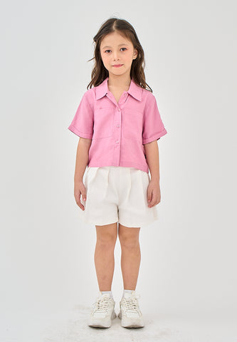 Mossimo Kids Rizalyn Light Pink Dual Pocket Cropped Shirt