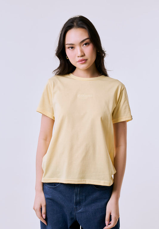 Mossimo Women's Yellow Tonal Embroidery Classic Fit Tee