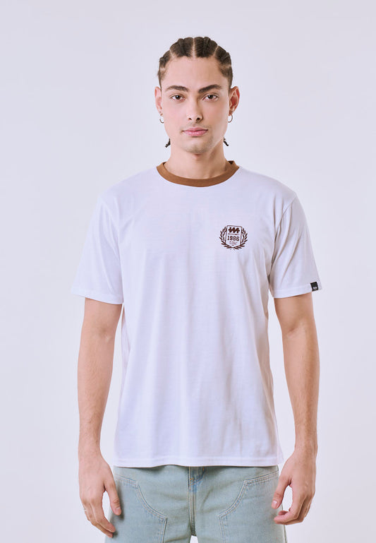 Mossimo Men's White Brown Ringer Classic Fit Tee