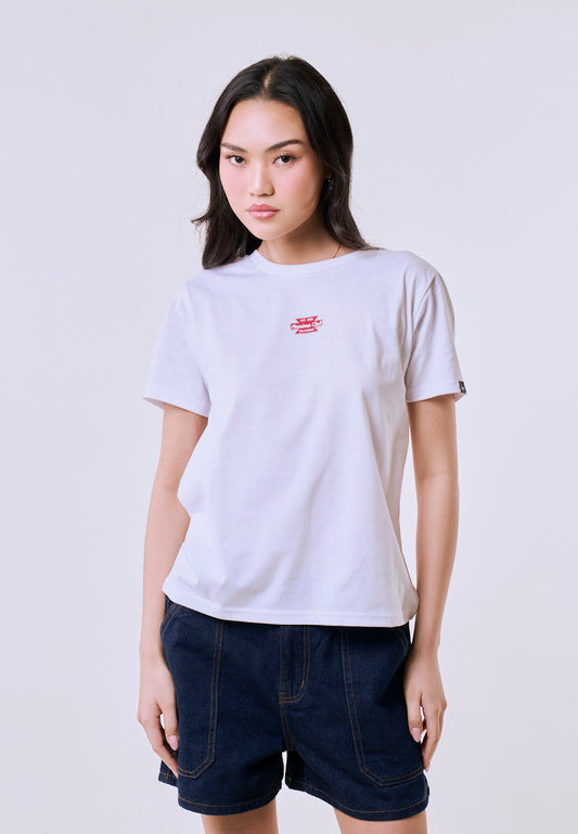 Mossimo Women's White Small Logo Classic Fit Tee