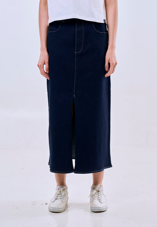 Mossimo Women's Dark Blue A-Line Denim Midi Skirt