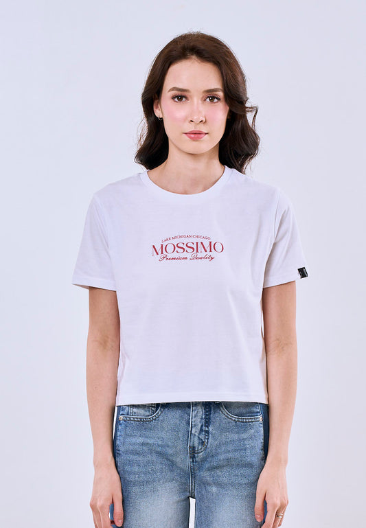 Mossimo Luna White Classic Cropped Fit Tee For Women