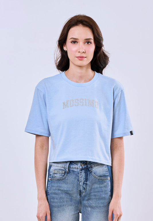 Mossimo Kaia Baby Blue Modern Cropped Fit Tee For Women