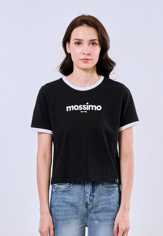 Mossimo Cleo Black Ringer Classic Cropped Fit Tee For Women