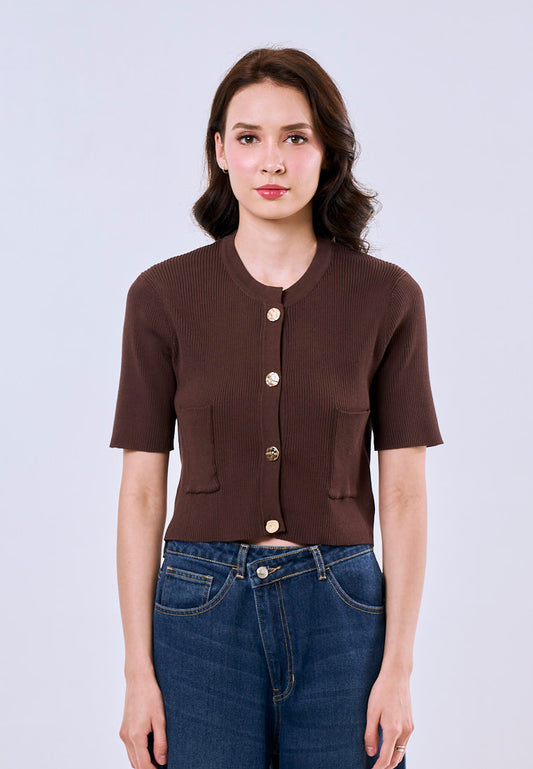 Mossimo Amelia Choco Classic Cropped Knitted Top Fashion For Women