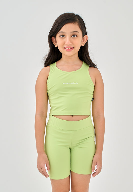 Mossimo Kids Bethina Paradise Green Assymetrical Top and Bicycle Shorts