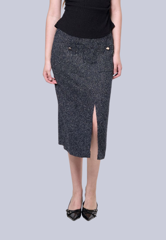 Mossimo Navy Blue Pencil Tweed Midi Skirt For Women